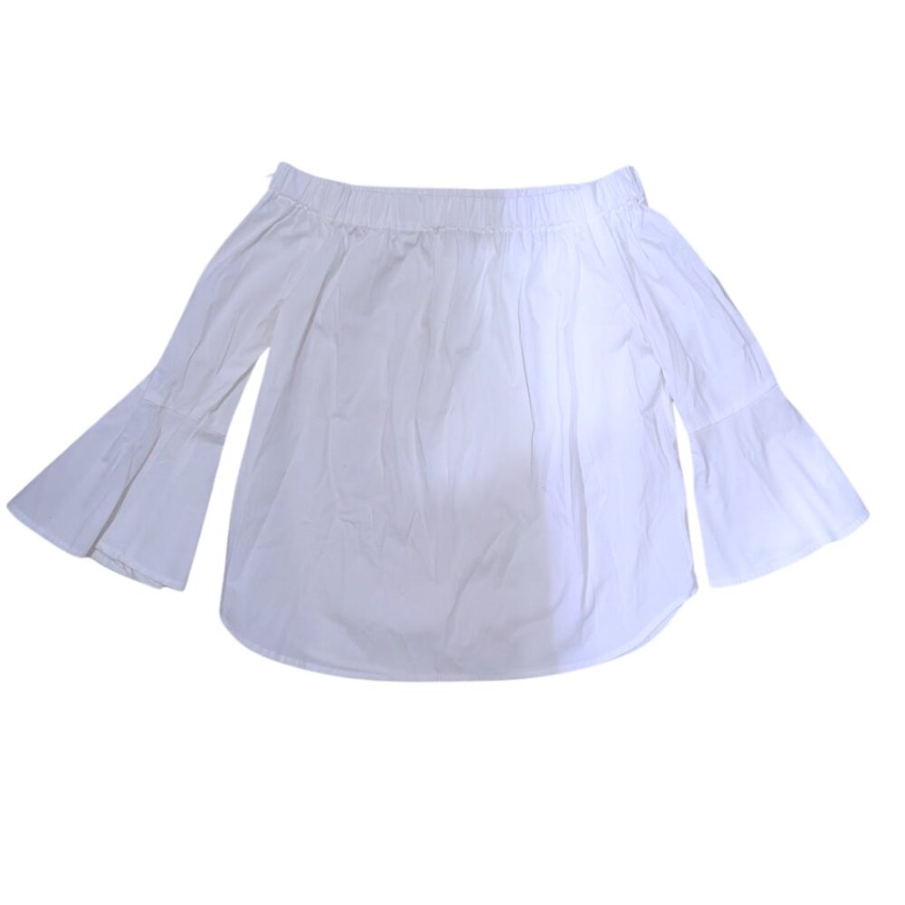 Lorde & Taylor Coquette white off the shoulder Blouse With Bell Sleeves XS - Picture 3 of 4